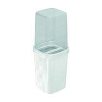 Suporte escova de dente creme dental pasta organizador bancada lavabo pia plastico branco higienico