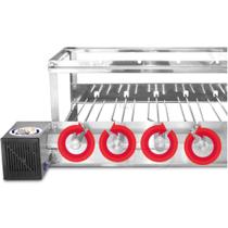 Suporte Espeto Giratório Tipo Gira Grill 4 Espetos Inox Premium Gourmet