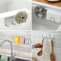 Suporte Esponja Inox Adesivo Cozinha Banheiro Lavanderia - BJ-POP Suporte Esponja Inox Adesivo Cozinha Banheiro Lavanderia - BJ-POP