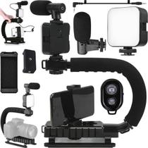 Suporte Estabilizar Camera Celular iPhone Luz Led Microfone Acessórios Para Vídeo - CJR