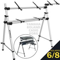 Suporte Estante para Teclado Profissional para 2 Teclados Musical Arranjador Titanium TY212 BEM Kit com Suporte Lateral para Notebook Suporte Estante para Teclado Profissional para 2 Teclados Musical Arranjador Titanium TY212 BEM Kit com Suporte Lateral para Notebook