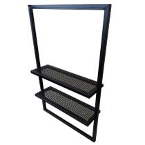 Suporte Estilo Industrial de Banheiro para Toalhas com 2 Prateleiras de Chapa de Ferro