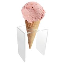 Suporte Expositor Acrílico para Casquinha de Sorvete Pizza em Cone Temaki Transparente