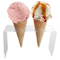 Suporte Expositor Acrílico para Casquinha de Sorvete Pizza em Cone Temaki Transparente