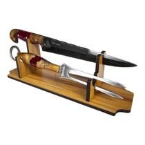 Suporte Expositor De Facas Artesanais Duplo Facas E Chaira