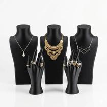 Suporte Expositor Joias Bijuterias Kit 3 Bustos +2 Mãos Anel Suporte Expositor Joias Bijuterias Kit 3 Bustos +2 Mãos Anel