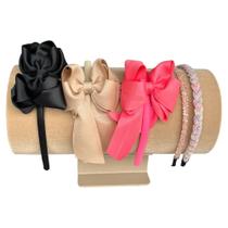 Suporte Expositor Para Tiara 30cm x 14cm Diâmetro - Organizador em Veludo Bege