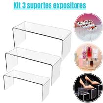 Suporte Expositor Prateleira em U Escadinha Acrílico Organizador Suporte Expositor Prateleira em U Escadinha Acrílico Organizador