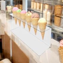 Suporte Expositor Temaki Sorvete Acrílico Cristal 6 Cones Snacks Batata Pizza Festa Loja Balcão Suporte Expositor Temaki Sorvete Acrílico Cristal 6 Cones Snacks Batata Pizza Festa Loja Balcão