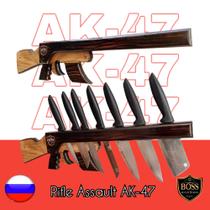 Suporte Facas de Parede Modelo AK-47 em Madeira Nobre