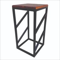 Suporte Ferro e Madeira Industrial Para Vasos de Chão Cubo