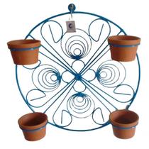 Suporte Ferro Mandala Para 4 Vasos - com sofisticação na cor Azul. Suporte Ferro Mandala Para 4 Vasos - com sofisticação na cor Azul.