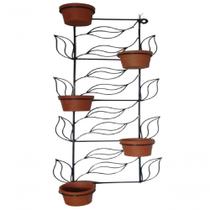 Suporte Ferro Plantas Folhas Exclusivo na cor Preto 5 Vasos. Suporte Ferro Plantas Folhas Exclusivo na cor Preto 5 Vasos.