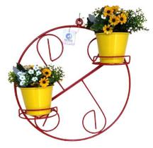 Suporte Ferro Plantas Redondo Colonial 2 Vasos Vermelho parede vertical jardim Suporte Ferro Plantas Redondo Colonial 2 Vasos Vermelho parede vertical jardim