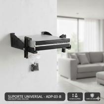 Suporte fixo de parede com trava para receptores de tv com hastes ajustavel de altura