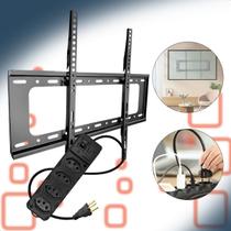 Suporte Fixo de Tv Parede 40 a 80 Pol Até 75Kg Smart Led Lcd + Filtro de Linha 4 Tomadas