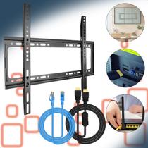 Suporte Fixo de Tv Smart Led 23 a 63 Pol de Parede Slim Até 50Kg + Cabo Hdmi 2m + Cabo de Rede 3m Suporte Fixo de Tv Smart Led 23 a 63 Pol de Parede Slim Até 50Kg + Cabo Hdmi 2m + Cabo de Rede 3m