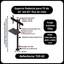 Suporte fixo para tv de 32 a 82 polegadas fixo de chão pedestal e com bandeja