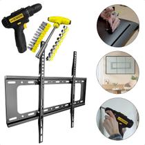 Suporte Fixo TV 4080 Polegadas Parede Conjunto com Parafusadeira 12V Bivolt e Kit Ferramentas 24 Peças