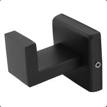 Suporte Gancho Cabide Parede Quadrado Banheiro Preto Inox