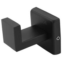 Suporte Gancho Cabide Parede Quadrado Banheiro Preto Inox
