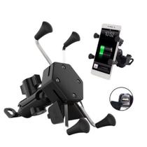 Suporte Garra Para Celular Moto Universal Com Carregador Usb