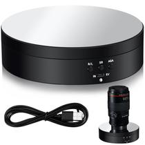 Suporte giratório Hicarer Suporte giratório motorizado de 360 graus com cabo de alimentação USB para produtos fotográficos e shows, preto (PVC)
