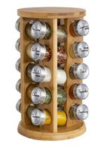 Suporte Giratório para Temperos Orii com 20 Potes de Bambu Suporte Giratório para Temperos Orii com 20 Potes de Bambu