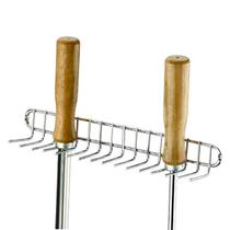 Suporte Grelhas Espetos Churrasco Organizador Aço Cromado Fixação Fácil