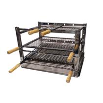 Suporte Grill Churrasqueira Bancada 50x45 + Kit Grelhas + Espetos Aço Inox Pantheon