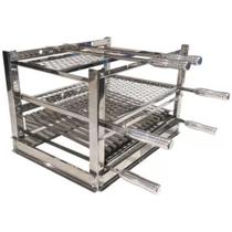 Suporte Grill Churrasqueira Grelhas e Espetos 50x45cm Inox Pantheon
