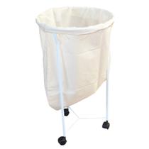 Suporte Hamper Esmaltado Com Saco 100 Litros Em Algodão Cru Com Rodízios Suporte Hamper Esmaltado Com Saco 100 Litros Em Algodão Cru Com Rodízios