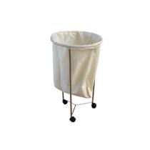 Suporte Hamper Inox Com Saco 100 Litros Em Algodão Cru Com Rodízios Suporte Hamper Inox Com Saco 100 Litros Em Algodão Cru Com Rodízios