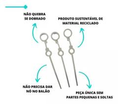 Suporte haste/vareta 35 cm p/ balão bexiga c/ 100 unid