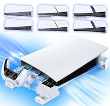 Suporte horizontal PS5 com ventilador e carregador Tokluck White Suporte horizontal PS5 com ventilador e carregador Tokluck White