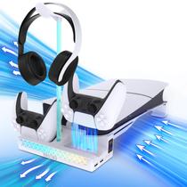 Suporte Horizontal Sehawei Pro/Slim com Cooler e Carregador para PS5 Suporte Horizontal Sehawei Pro/Slim com Cooler e Carregador para PS5