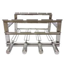 Suporte Inox Kit 4 Espetos Para Churrasqueira De Alvenaria