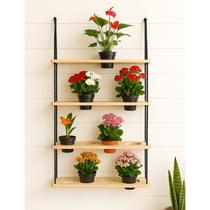 Suporte Jardim Horta Vertical suspensa Com 4 Prateleiras de madeira Furada Horta doméstica Suporte Jardim Horta Vertical suspensa Com 4 Prateleiras de madeira Furada Horta doméstica