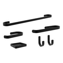 Suporte Kit De Acessório Para Banheiro 6 Peças Preto