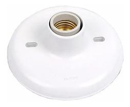Suporte Lâmpada Comum E Led Plafon Branco Com Porcelana