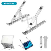 Suporte Laptop Articulado Aluminio Dobrável Prateado Ergonômico