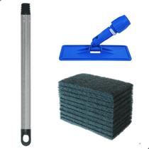 Suporte LT Limpa Tudo 10 Fibras Abrasiva Verde com Cabo Aluminio 1,40mt