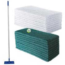 Suporte Lt Limpa Tudo Azulejo Piso 10 Fibras Brancas Para Vidro + 10 Fibras Verde Multiuso + Cabo Alumínio 1.4 Metros Suporte Lt Limpa Tudo Azulejo Piso 10 Fibras Brancas Para Vidro + 10 Fibras Verde Multiuso + Cabo Alumínio 1.4 Metros