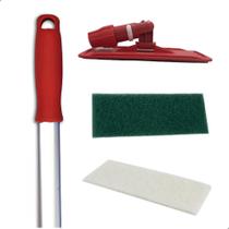 Suporte LT Vermelho Limpa Tudo com Fibras e Cabo Vermelho 1,40mt Aluminio