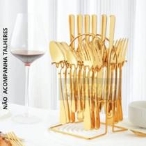 Suporte Luxo para Talheres Aço Inox Dourado para 24 Peças (Somente Suporte)
