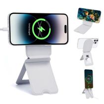 Suporte magnético para telefone EWEMDAI dobrável em couro cinza para iPhone Suporte magnético para telefone EWEMDAI dobrável em couro cinza para iPhone