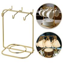Suporte Maior Porta Pires E Xicara De Chá Bancada Pia Luxo Dourado