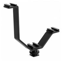 Suporte Manopla Tipo V com 3 Sapatas para Led, Flash e Microfone Greika FBVL