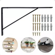 Suporte Mão Francesa P/ Prateleira 30cm Preta 04un.+Bucha e Parafuso Suporte Mão Francesa P/ Prateleira 30cm Preta 04un.+Bucha e Parafuso