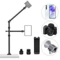 Suporte Mesa Ballhead Duplo 120cm Para Camera Celular E Luz Neewer